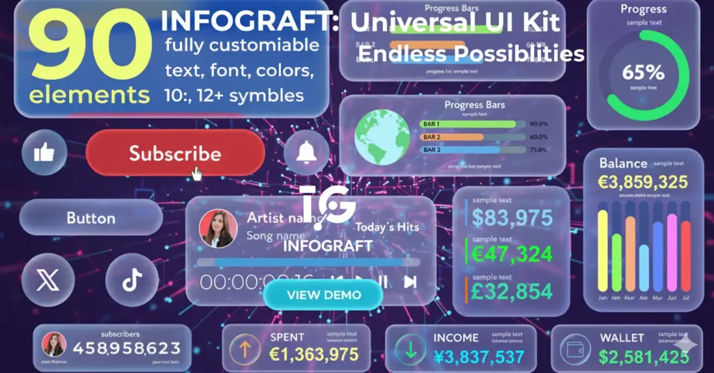 Motion Graphics Liquid Glass Counter & Infographic Pack