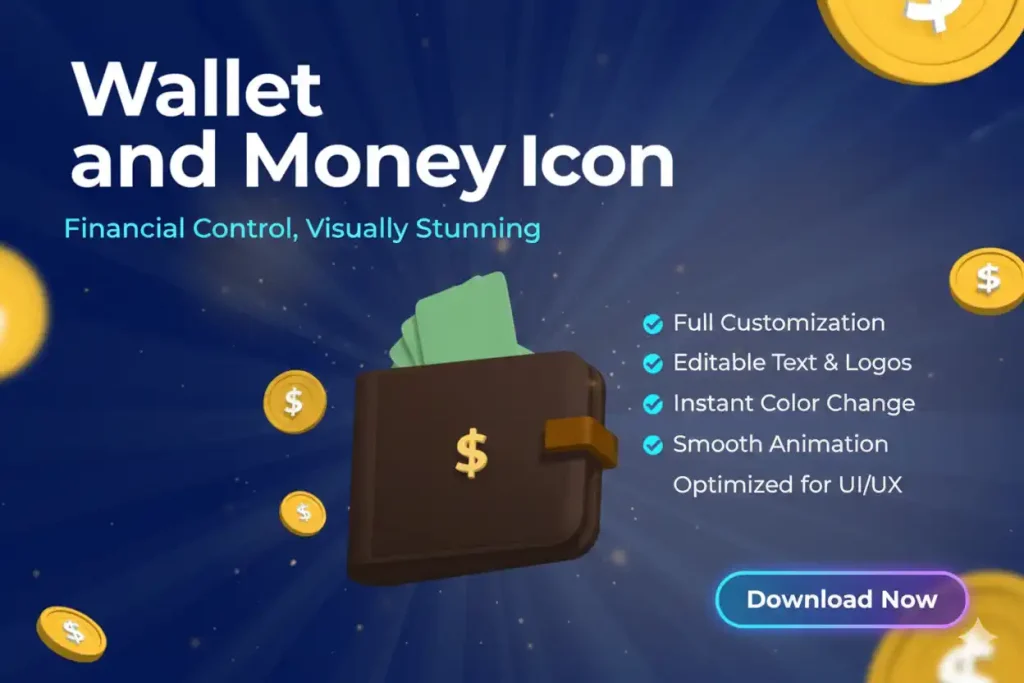 Wallet and Money Icon 3D: Perfect for Presentations and Apps